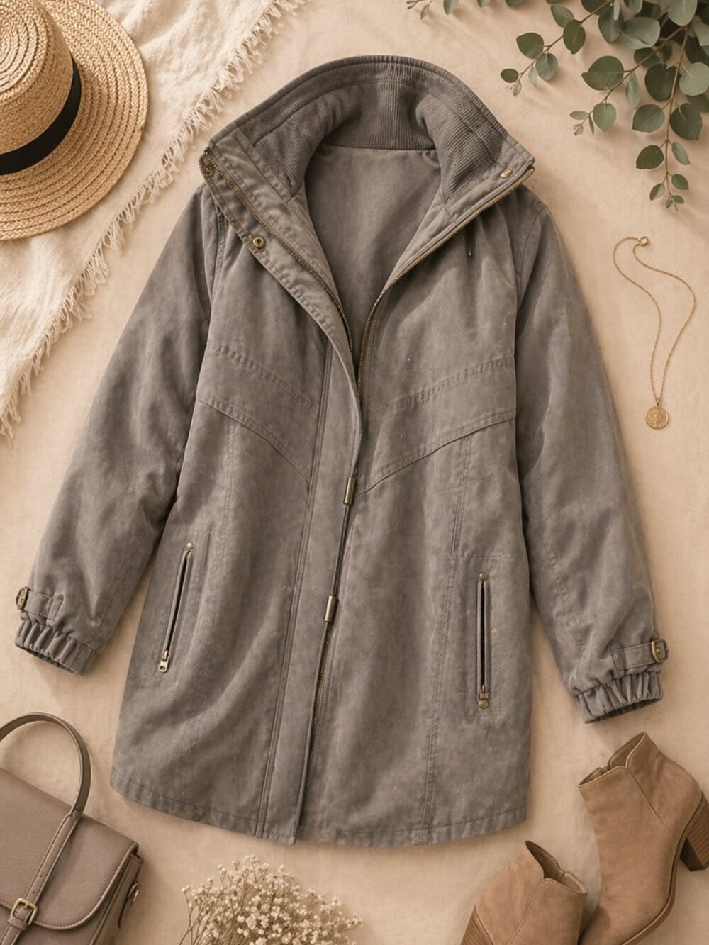 Mackintosh New England Hooded Coat Taupe Parka Jacket Womens M